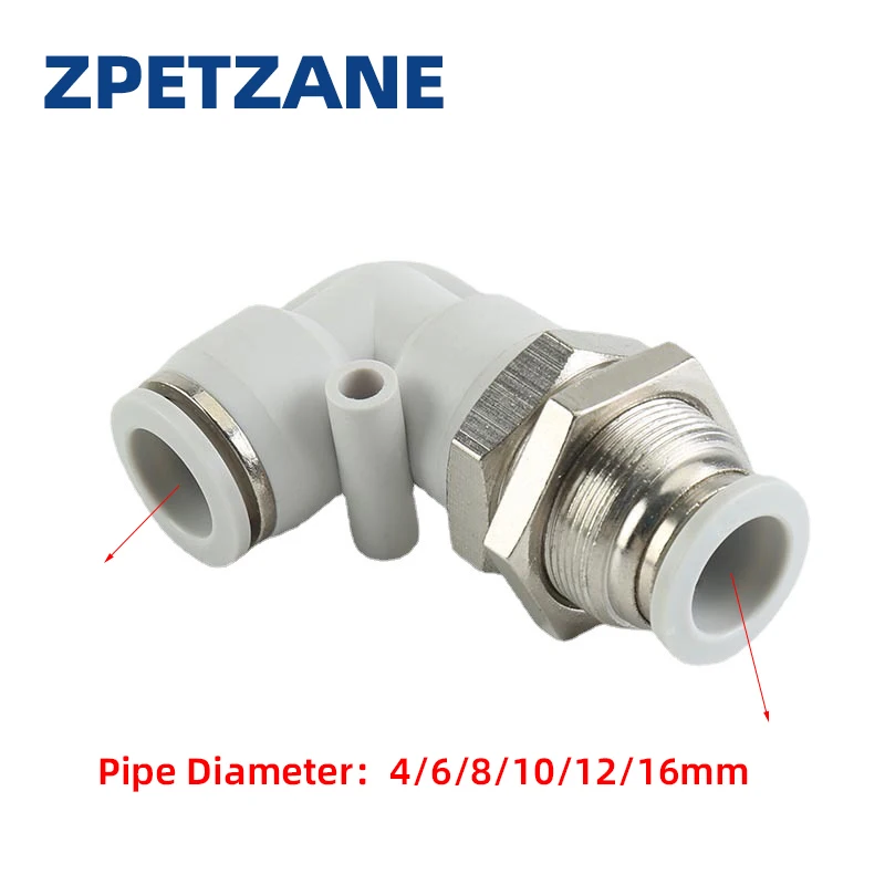 Pneumatic Air Pipe Connector PLM Through Plate Clapboard Clamp Elbow PLM-12-10-08-06 For PU Pipe 4mm