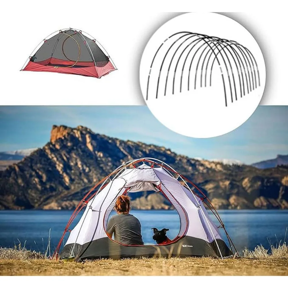 مجموعة عمود خيمة تلسكوبي 52 قدم، 36 عبوة، قطر 6.5 مم، أطواق الدفيئة وأقطاب بديلة #2