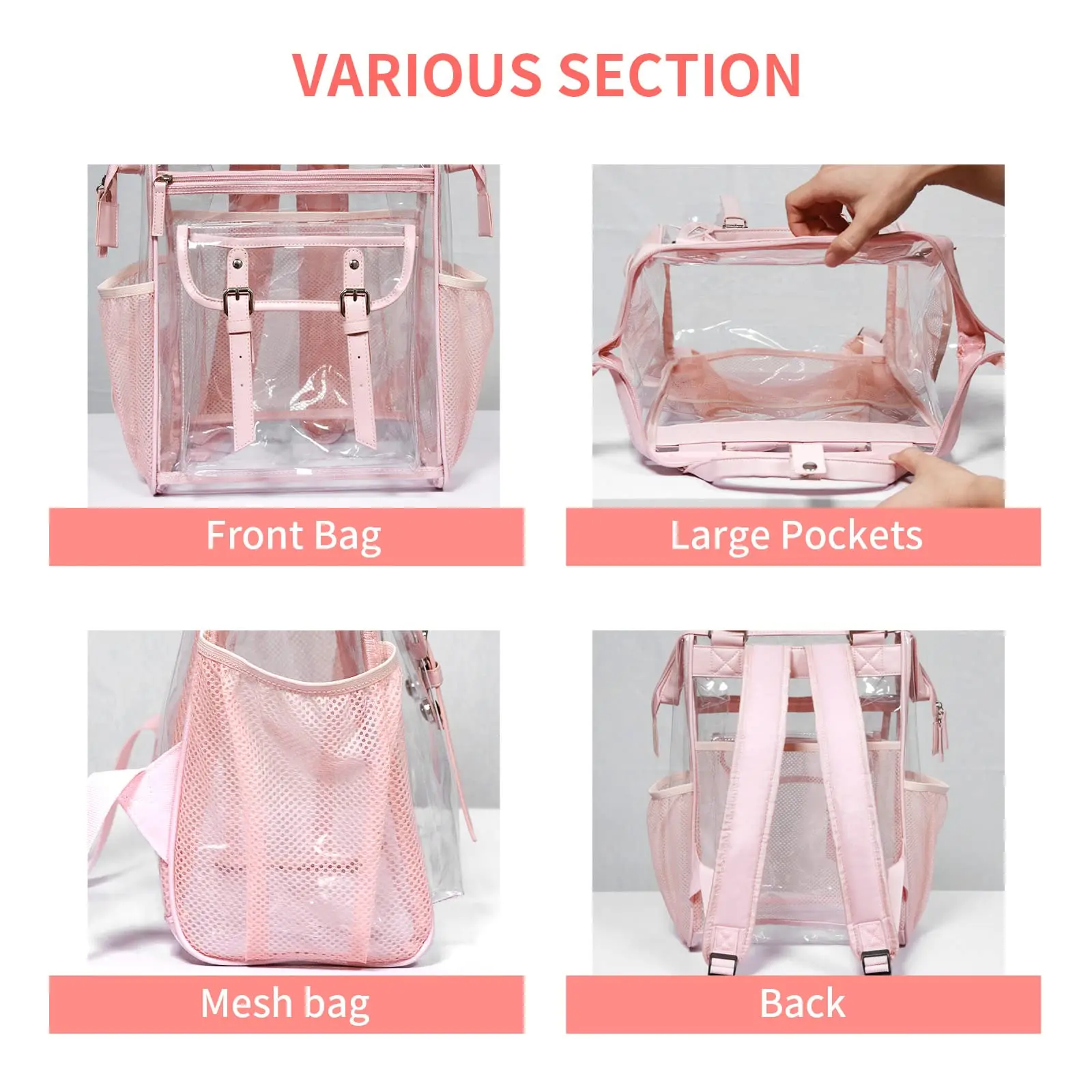 PVC Transparent Backpack with Large Capacity Waterproof Storage Bag Travel and Leisure Day bag Holiday Backpack Clear Bag