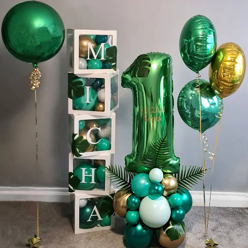 Palloncini con numeri verde scuro da 32/40 pollici Palloncino foil Jungle Safari Compleanno Palloncino Party Baloon 0 1 2 3 4 5 6 7 8 9 palline globos