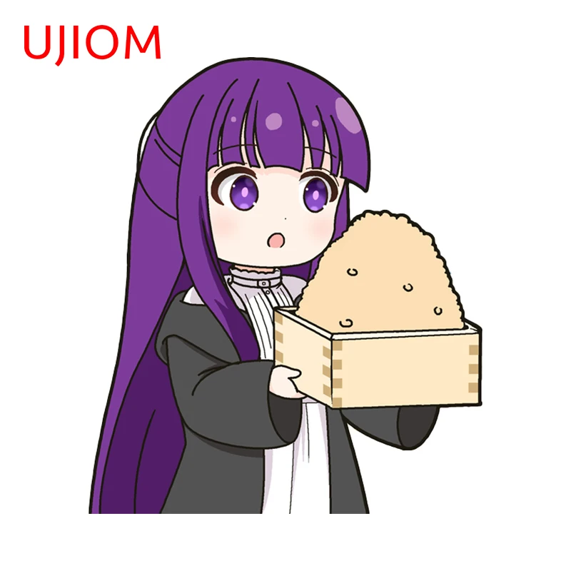 UJIOM 13cm X 11.2cm Frieren Purple Hair 3D Cartoon Chibi Wall Stickers Amusing Vestibule Decal Personality Wardrobe Wallpaper