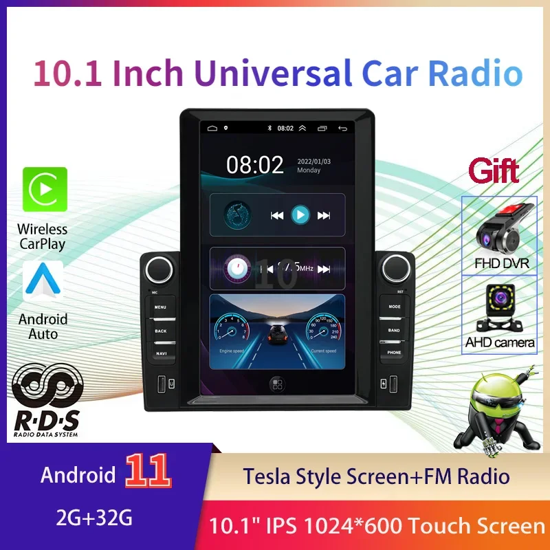 

10.1" Universal Auto Stereo Radio Multimedia Player 2 Din Android Tesla Style Car GPS Navigation For Nissan Hyundai Kia Toyota