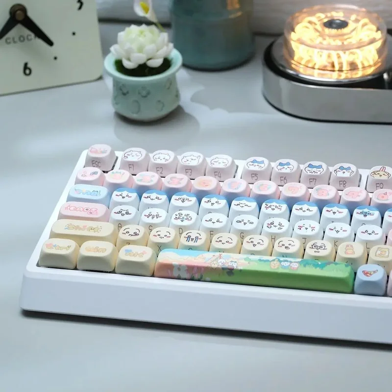 Chiikawa YG98 Mechanical Keyboard Hot‑Swap RGB Backlit 3‑Mode Bluetooth 2.4G Wireless Wired Gaming Keyboard PBT