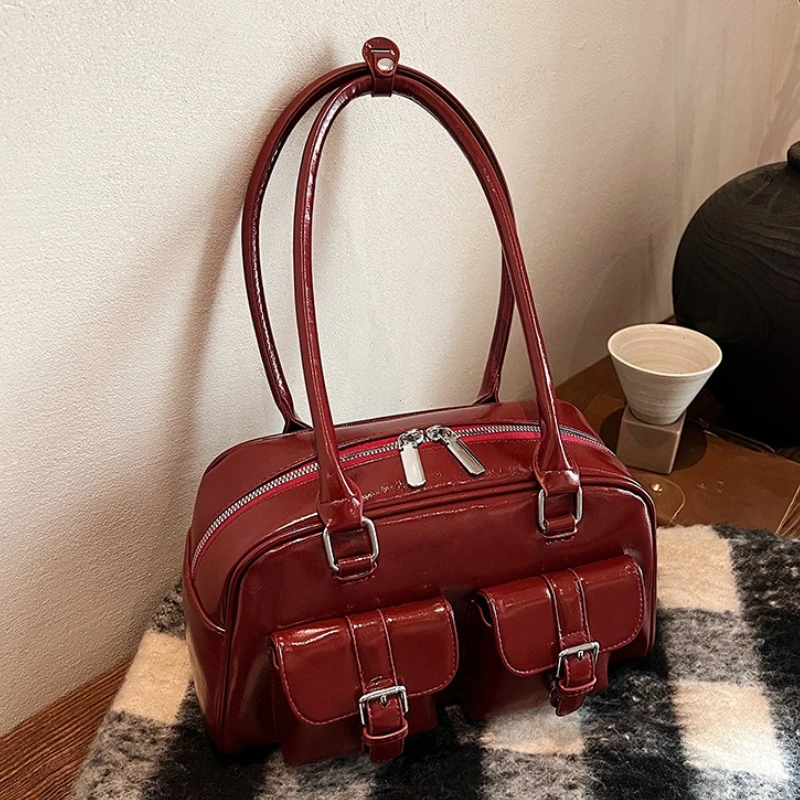 

Double Pockets Underarm Bags For Women 2025 Winter Y2K New Korean Fashion Female Shoulder Bag Stylish Handbags
