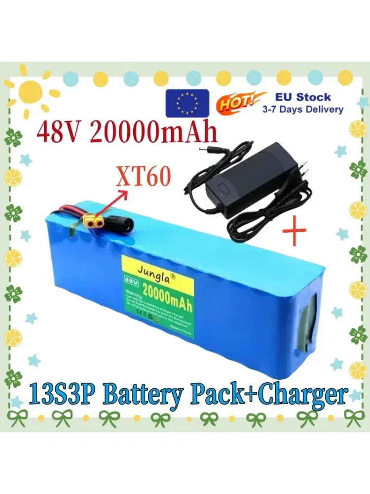 Nieuwe Originele 48v 20Ah 2000w 13S3P 20000mah lithium ion batterij 54.6v lithium ion batterij elektrische scooter met BMS + lader - afbeelding 2