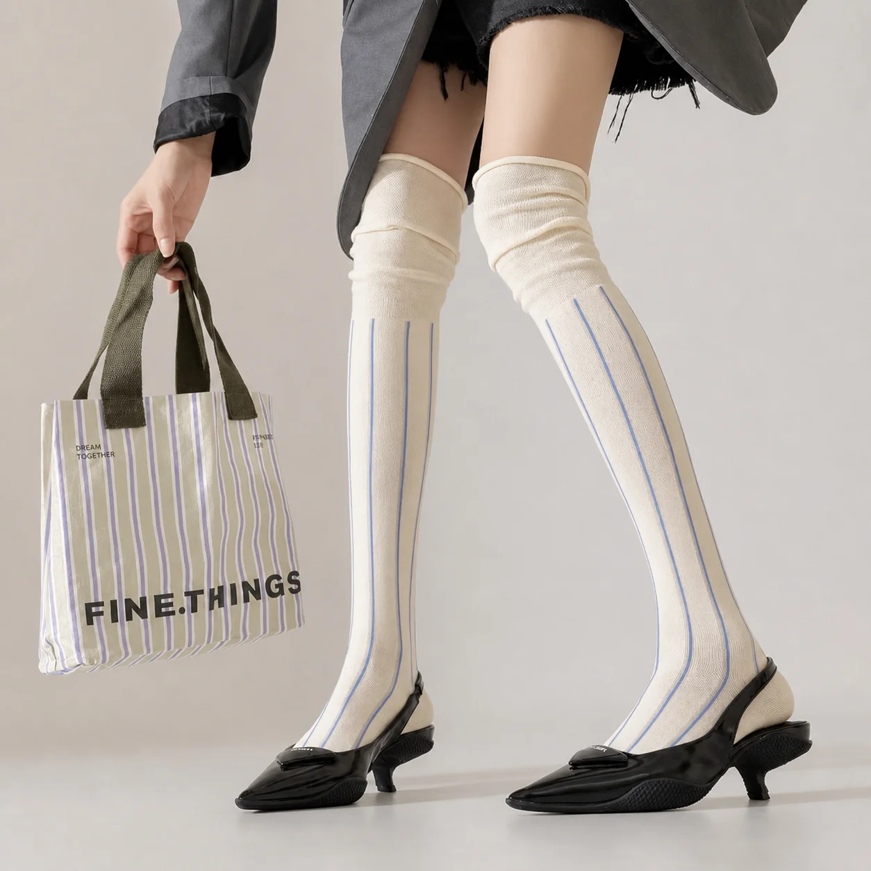 Lightweight Knit Socks Slouch Ballet Stockings Women'S Stockings Thin Knit Knee High Socks For Fashion Shooting Young Women