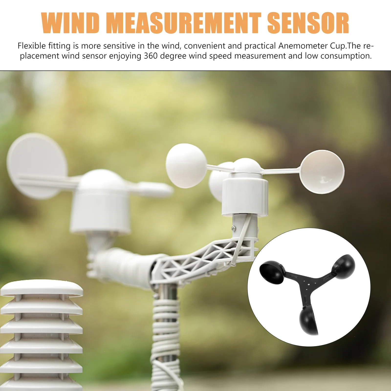 Weather Vane Cups Air Flowing Replacement Wind Measurement Tool Anemometer Sensor Measuring Device