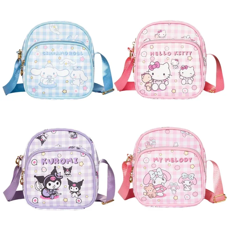 Anime Sanrios moja melodia Cinnamoroll Pochacco Kuromi śliczny PU pochylona torba na ramię Kawaii torba dla dzieci prezent urodzinowy dla dzieci