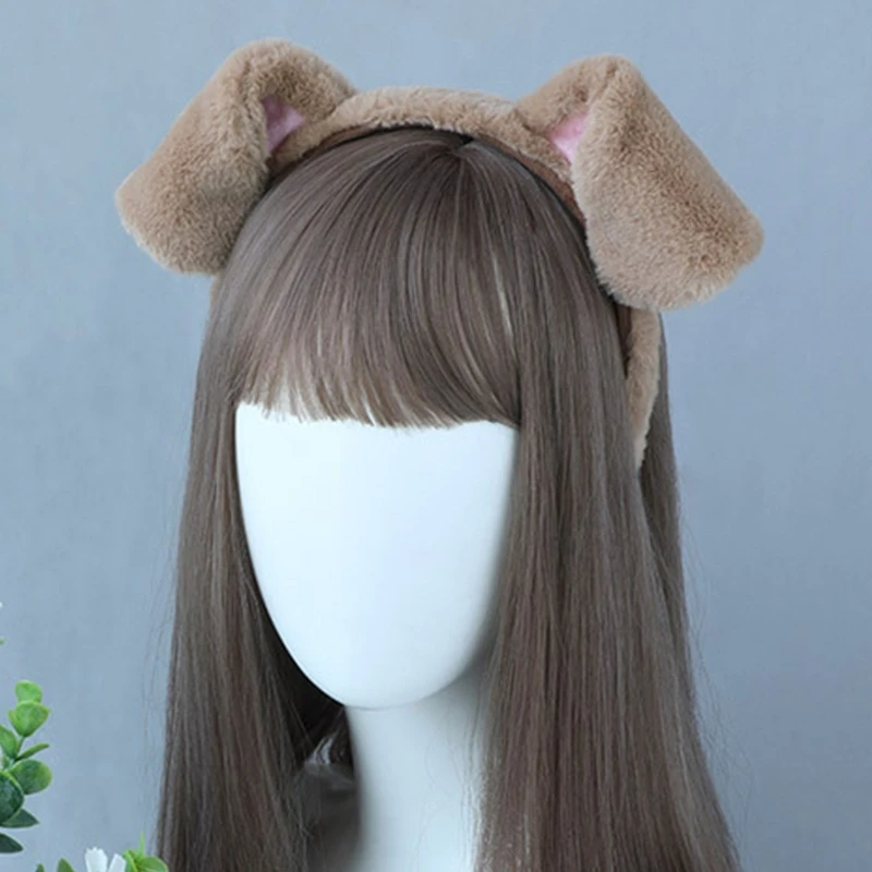 Plush Dog Ears Hair Hoop Simulation Animal Ear Headband Furry Animal Ears Headwear For Cosplay Girl Gathering Lolita Dropship