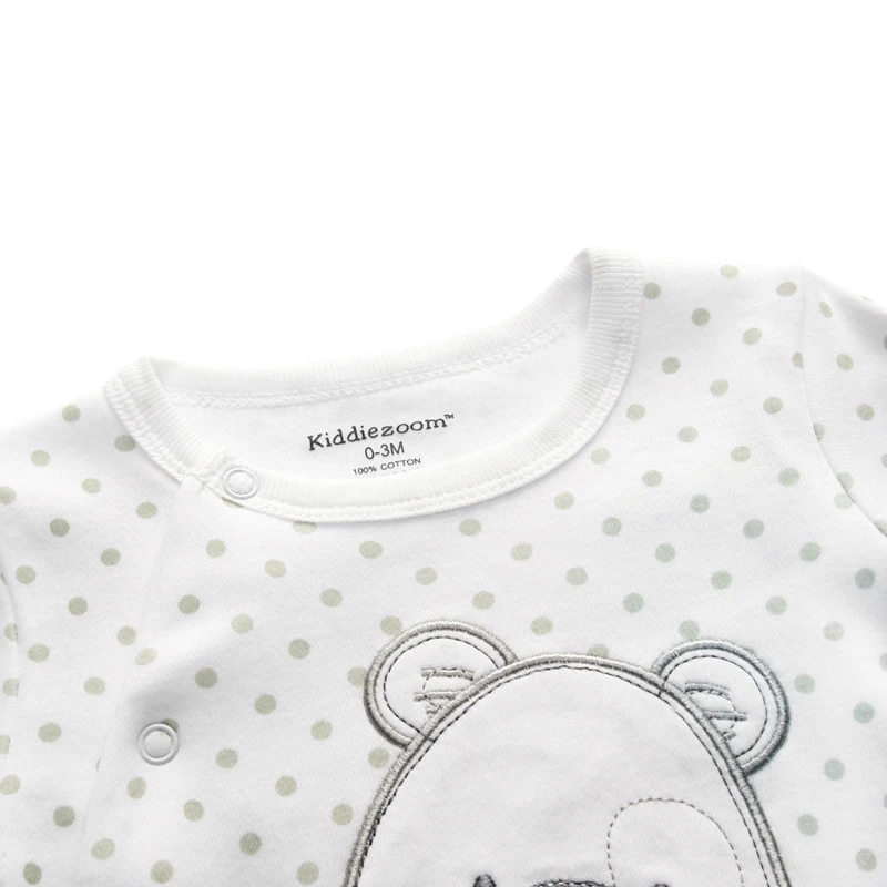 Kiddiezoom Fashion Unisex Little Bear Print long Sleeve Causal Baby Boy Girl Rompers Soft 100%Cotton Newborn Clothing