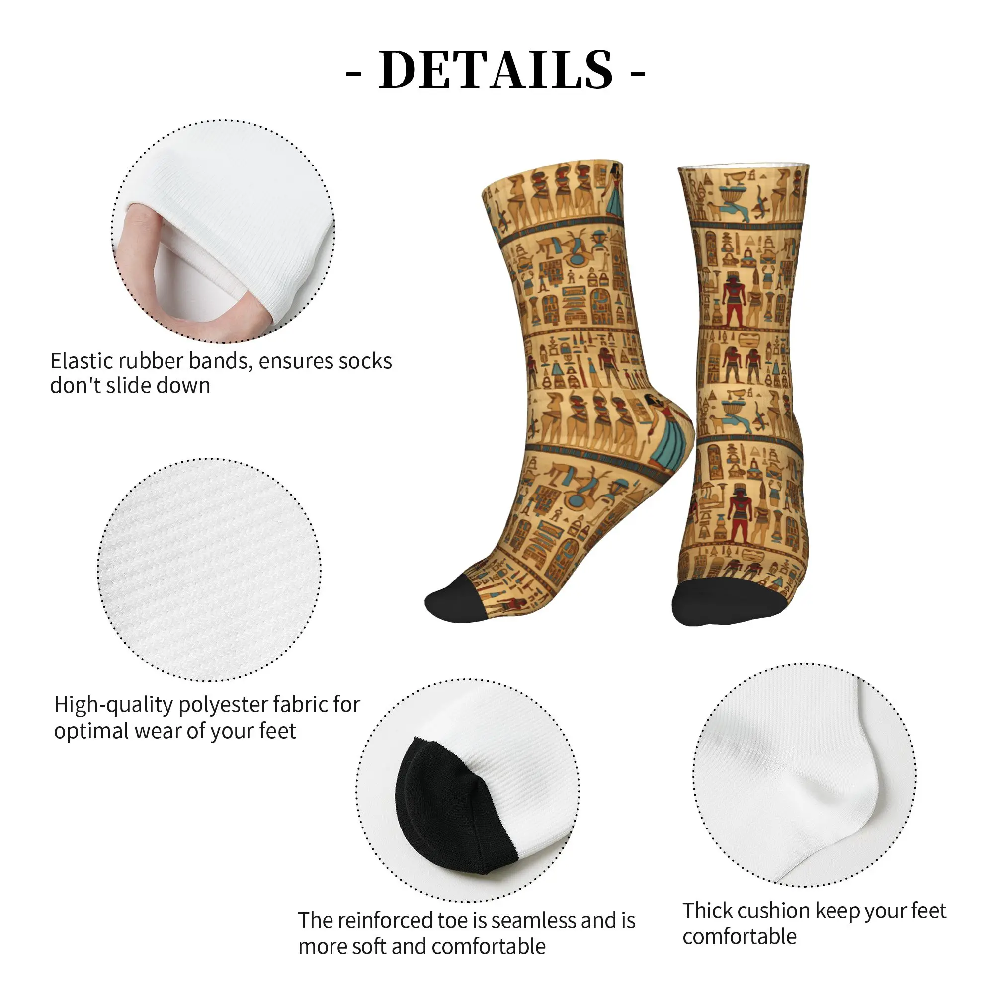 Kawaii Men's Egyptian Gods And Symbols Pattern Dress Socks Unisex Warm Breathbale 3D Printed  Crew Socks - view 5