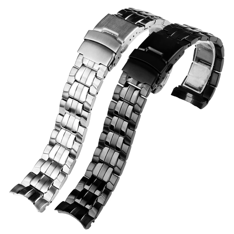 For Casio EF-550  Stainless Steel Watchband 22mm Silver Strap Deployment Buckle Bracelet Metal Belt Men\'s Watch Chain