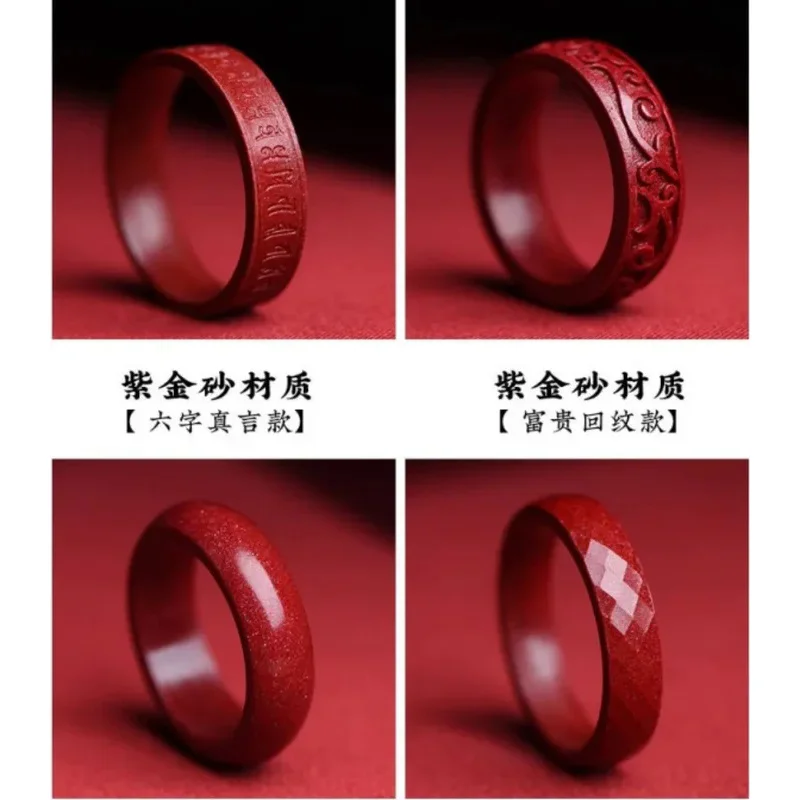 Natural Authentic Cinnabar Ring Gift Girlfriend Couple Love Luxury Fashion Eternity Jewelry Promise Engagement Amulets Mascots