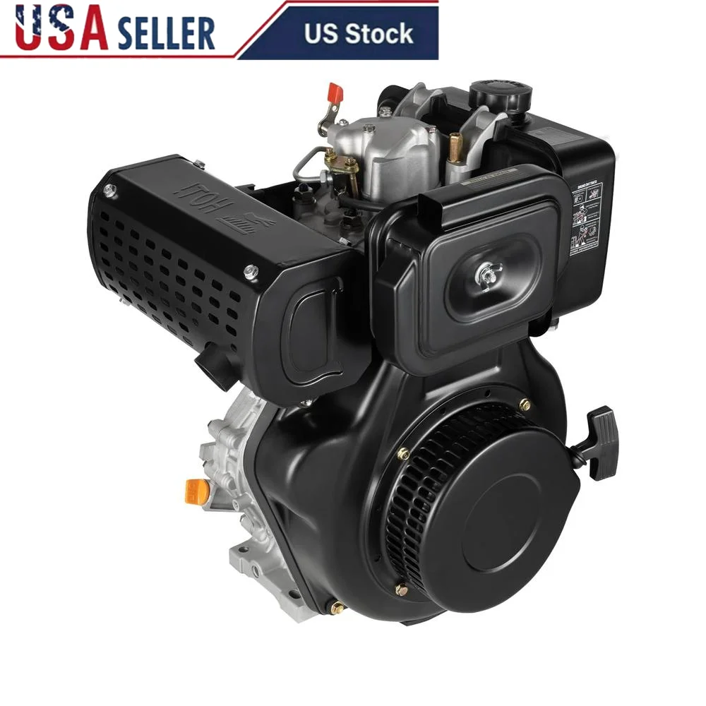 10HP Air-Cooled Diesel Engine 418CC 6300W Single Cylinder Four-Stroke Recoil Start Motor