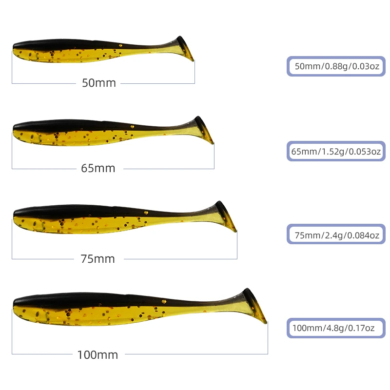 MEREDITH Easy Shiner esche da pesca 50mm 65mm 75mm 100mmWobblers carpa pesca esche morbide esche artificiali in Silicone a doppio colore