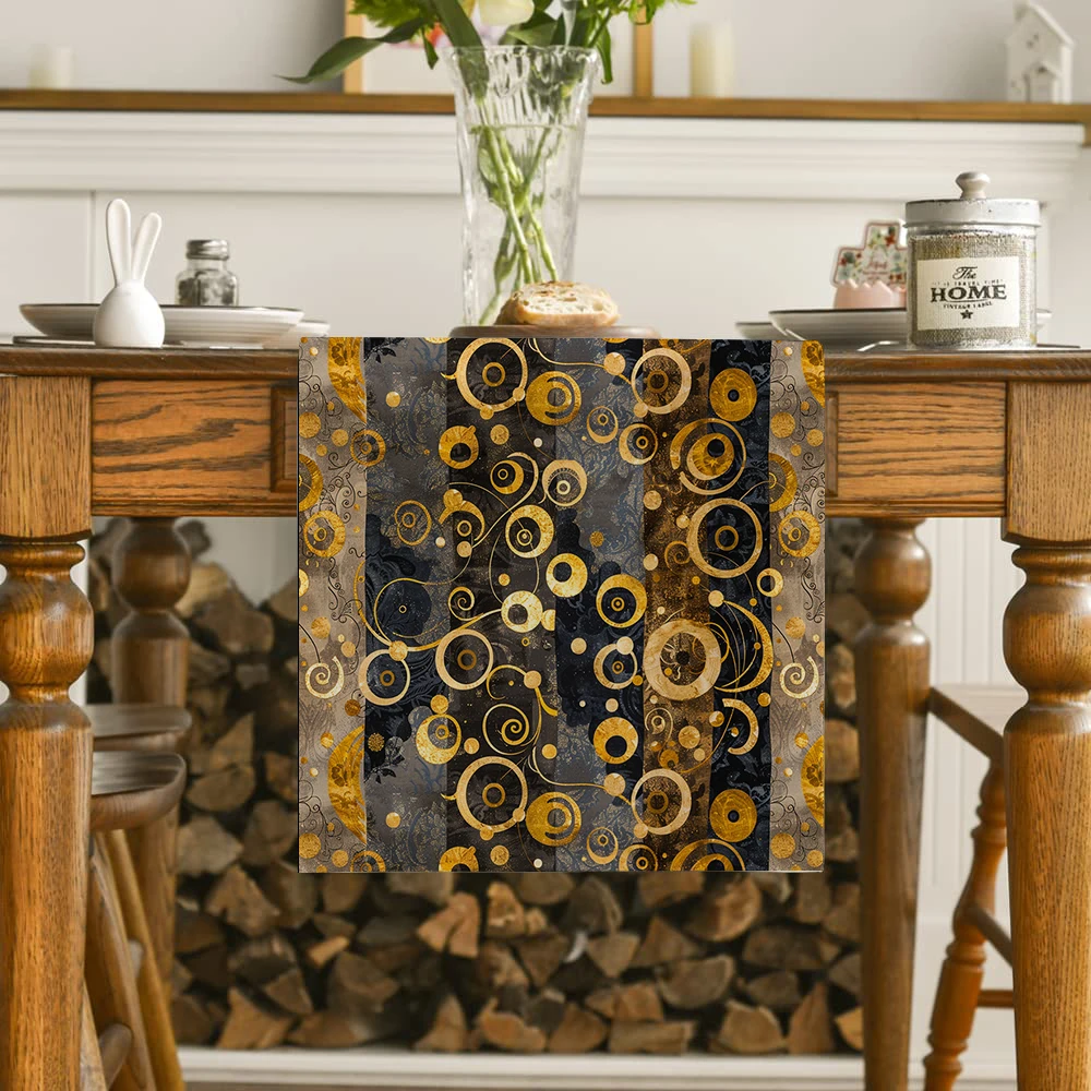 Retro Abstract Gustav Klimt Table Runners Kitchen Table Decoration Washable Dining Table Runner Wedding Party Decorations