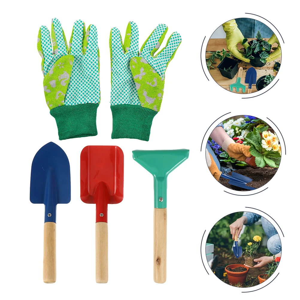 Set di attrezzi da giardinaggio per bambini da 5 pezzi Strumenti per giocattoli da esterno per bambini per rastrello da giardino in legno