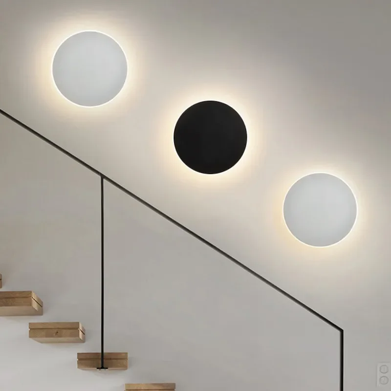 for Simple European LED Bedroom Bedside Lamp Aisle Corridor Staircase Entry Sensor Light Solar Eclipse Advanced Round Wall