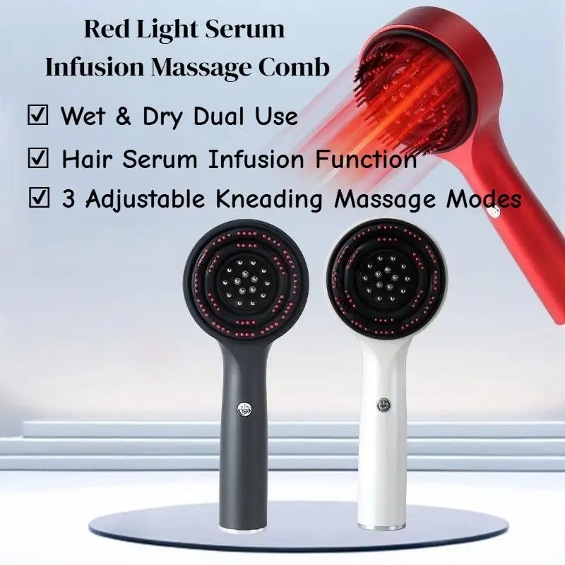 1 Set Rechargeable 630nm Red Light Hair Care Electric Head Massage Comb Portable Kneading Scalp Massager Boost Hair