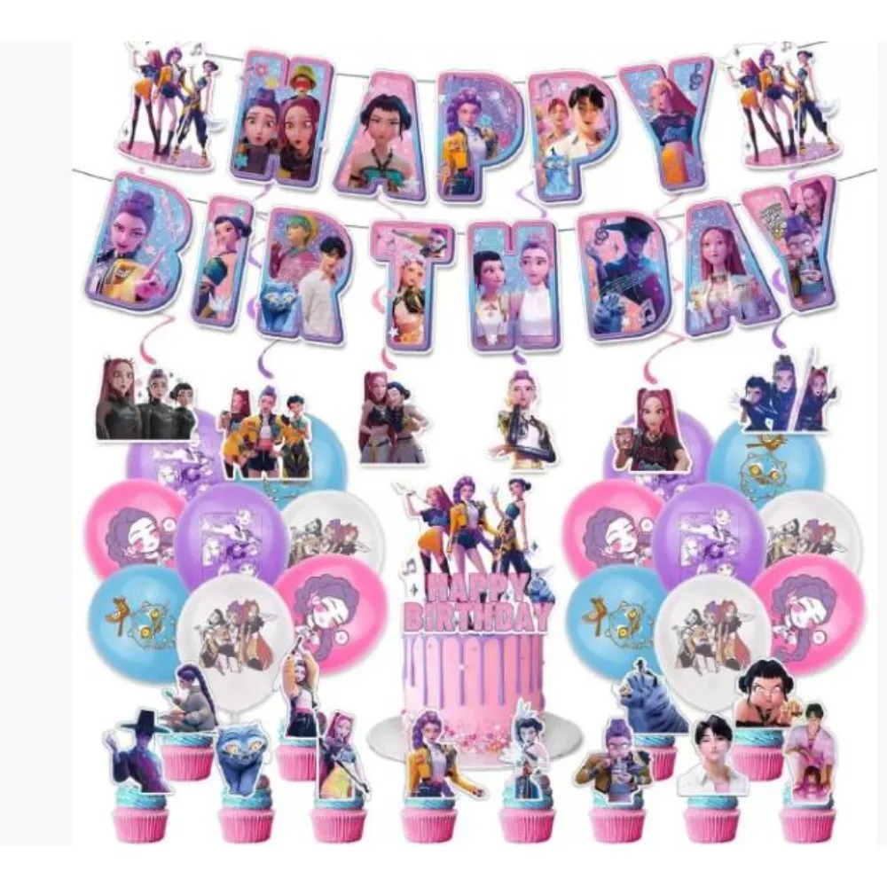 جديد حار Kpop الساحرة هانت عيد ميلاد مجموعة هدية موضوع حفلة عيد ميلاد لوازم مجموعة ورقة لوحة الأنسجة مفرش المائدة الديكور هدية