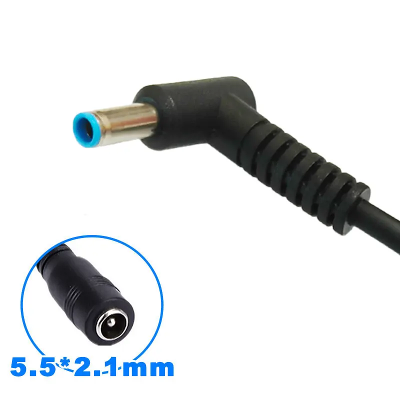 5.5x2.1mm Female to 4.5x3.0mm Male DC Power Charger Converter Adapter Right Angle Cable For HP Laptop Blue Tips