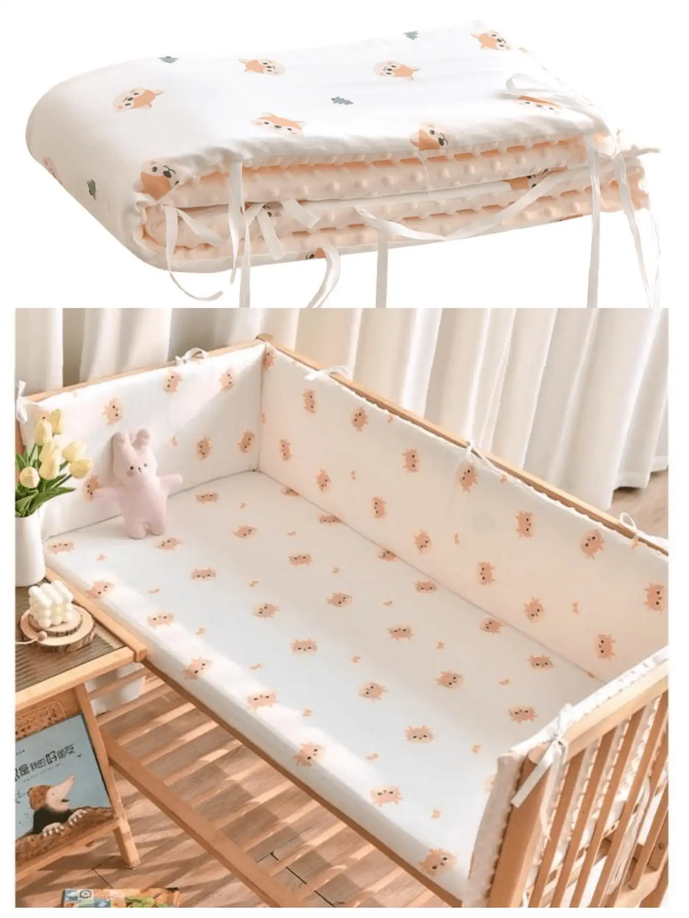 1pc-ベビーベッドガードレールソフトパッド、幼児用ベッドバンパーライナー、漫画プリントクッション付きベッドフェンス、1pc-120cm-180cm-200cmの長さ