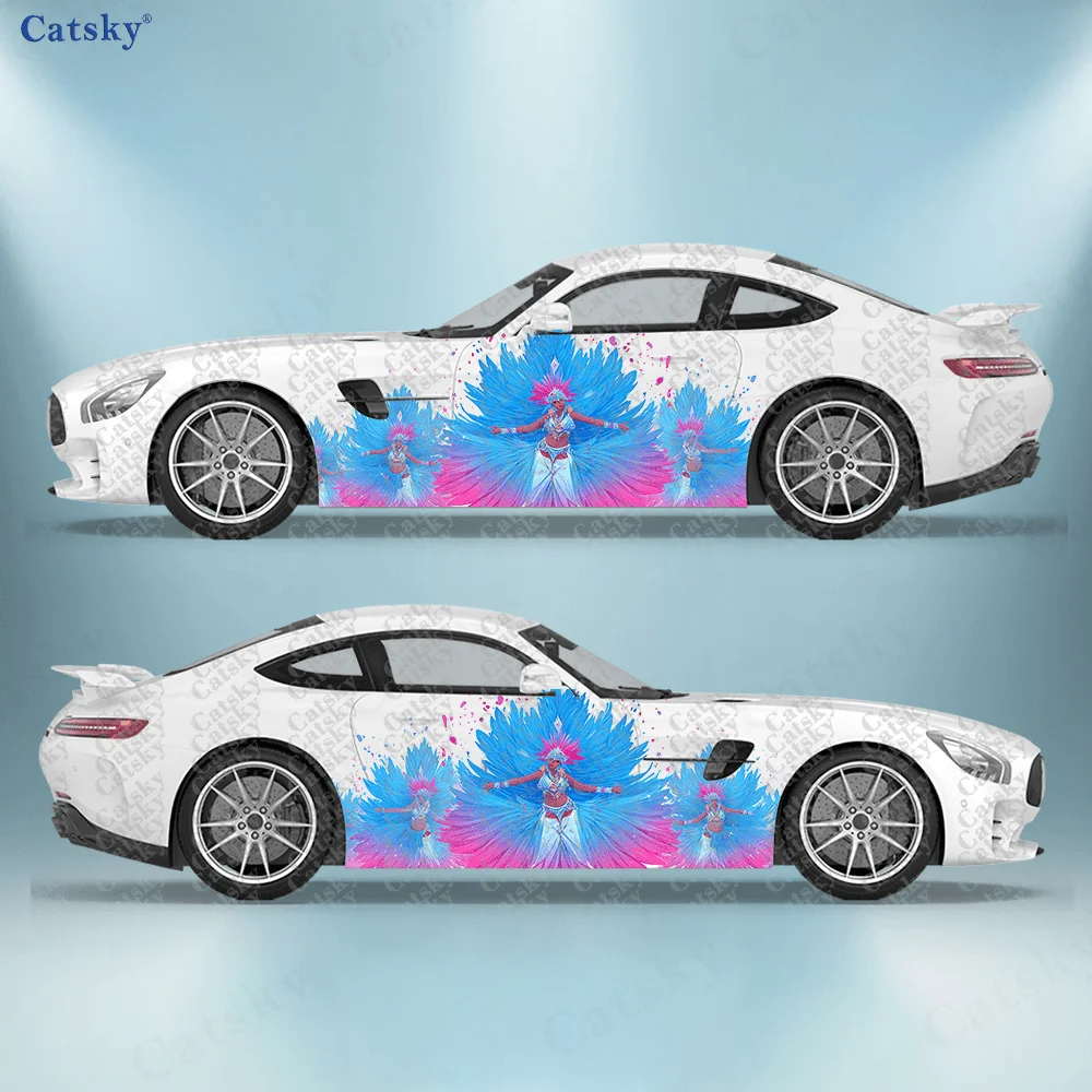 2pcs A group of beautiful samba dancer stickers, suitable for cars and trucks, durable, fade-resistant, easy to install and remo