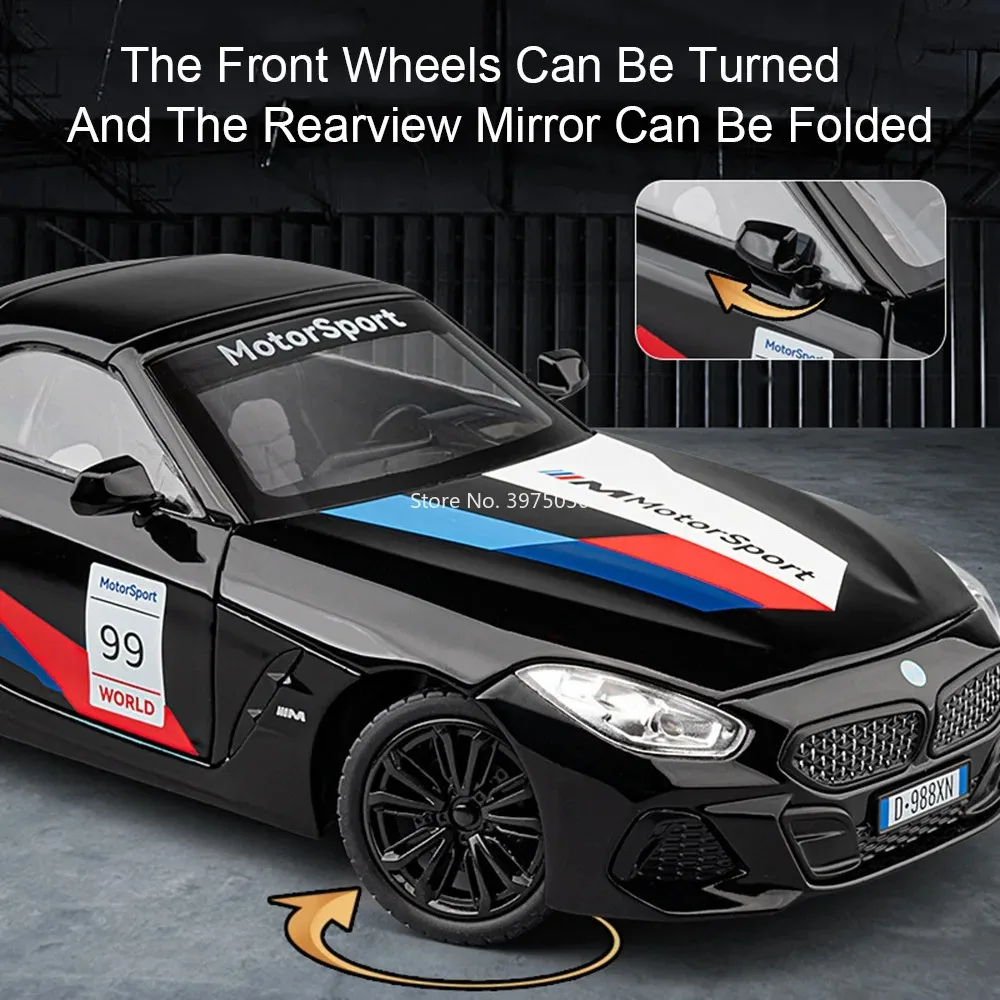 1:22 P1 GTR Z4 Toys Cas Models Alloy with Sound Light Miniature Supercar Wheel Pull Back Vehicles Model for Kids' Edutainment