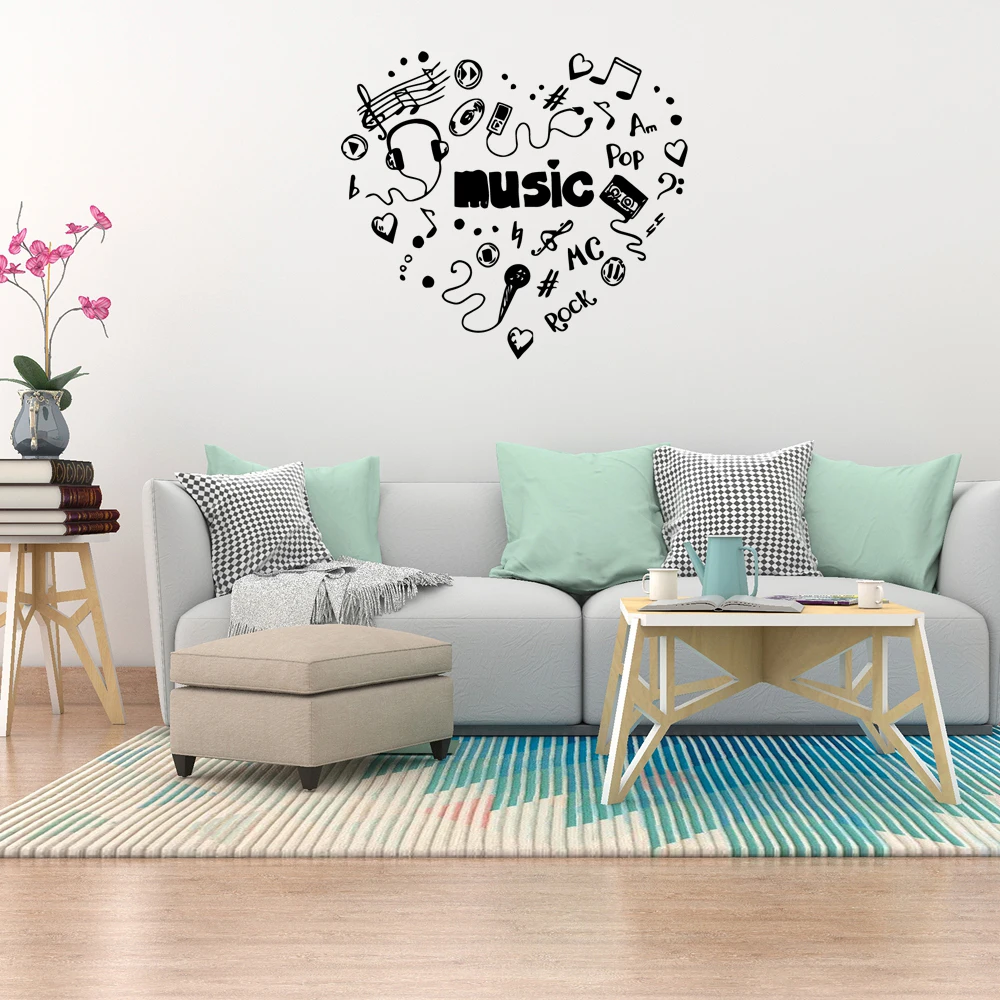 

1 pc orderly music Beating notes wallpaper vinyl wallsticker Decal Removable Vinyl Mural Poster Kids Room home Nature Decor