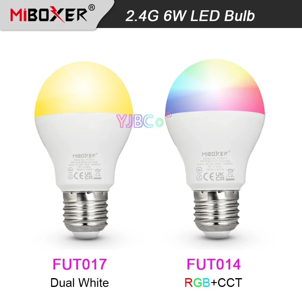 

Miboxer FUT017 6W Dual White E27 LED Bulb indoor light FUT014 E27 6W RGB+CCT Smart led Spotlight 2.4G Remote control 110V 220V