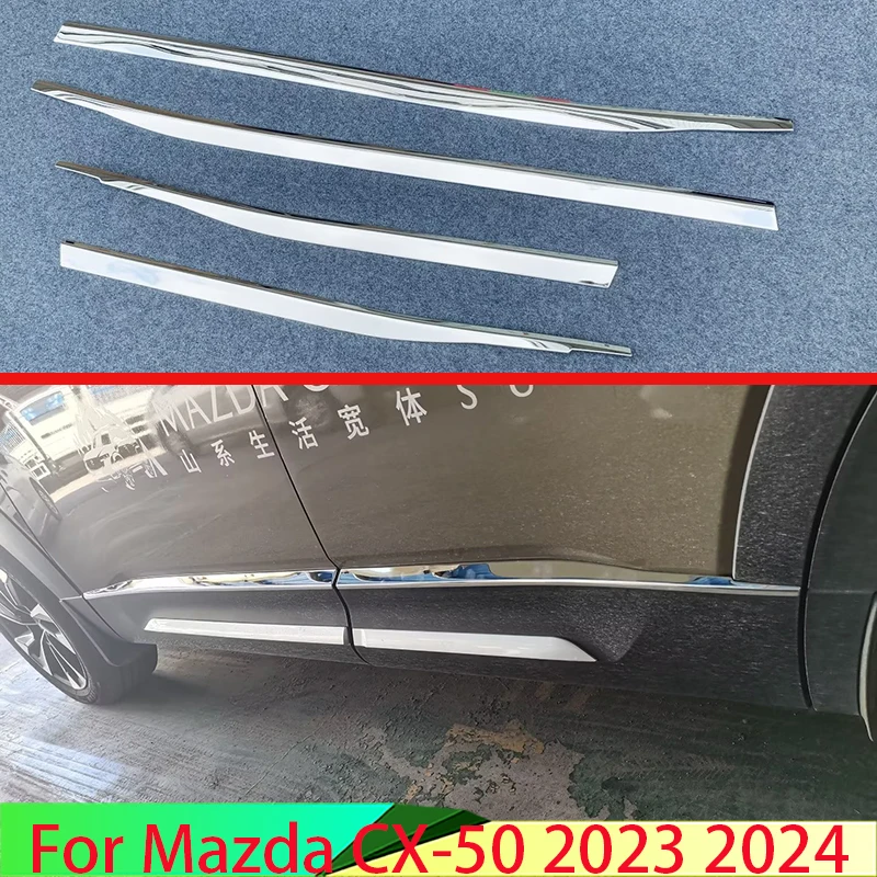 For Mazda CX-50 2023 2024 Car Accessories Stainless Steel Side Door Body Molding Moulding Trim