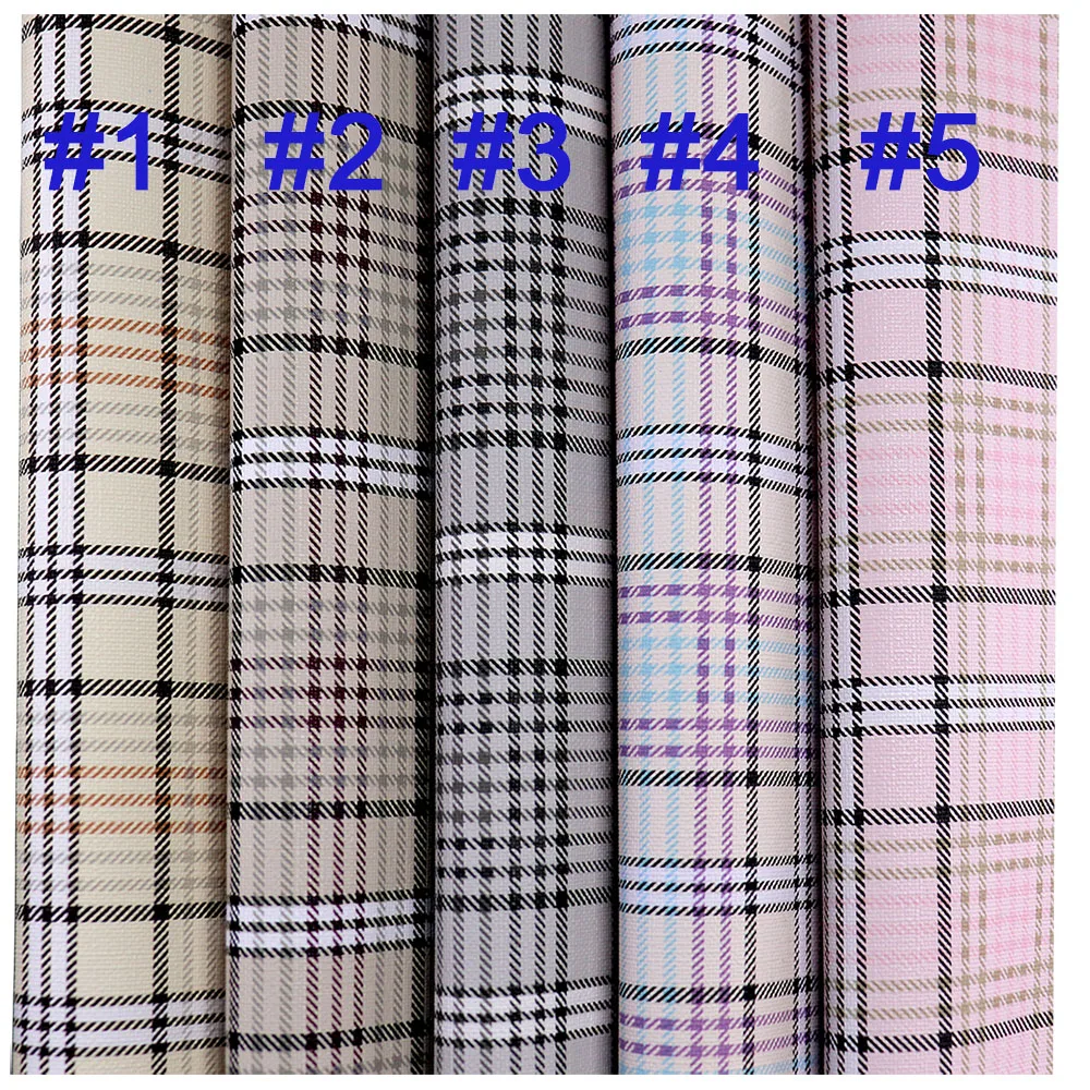 30x134cm Roll Gingham Tarten Textured Gride Pattern Leatherette Faux PU Leather Fabric For Handbags Sewing Boxes DIY BH410