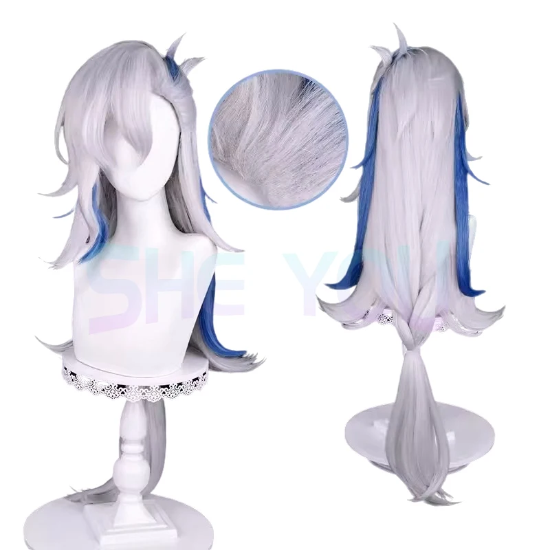 

Impact Fontaine Neuvillette Cosplay Wig Silver White Blue Wig Cosplay Anime Wigs Heat Resistant Synthetic Wigs