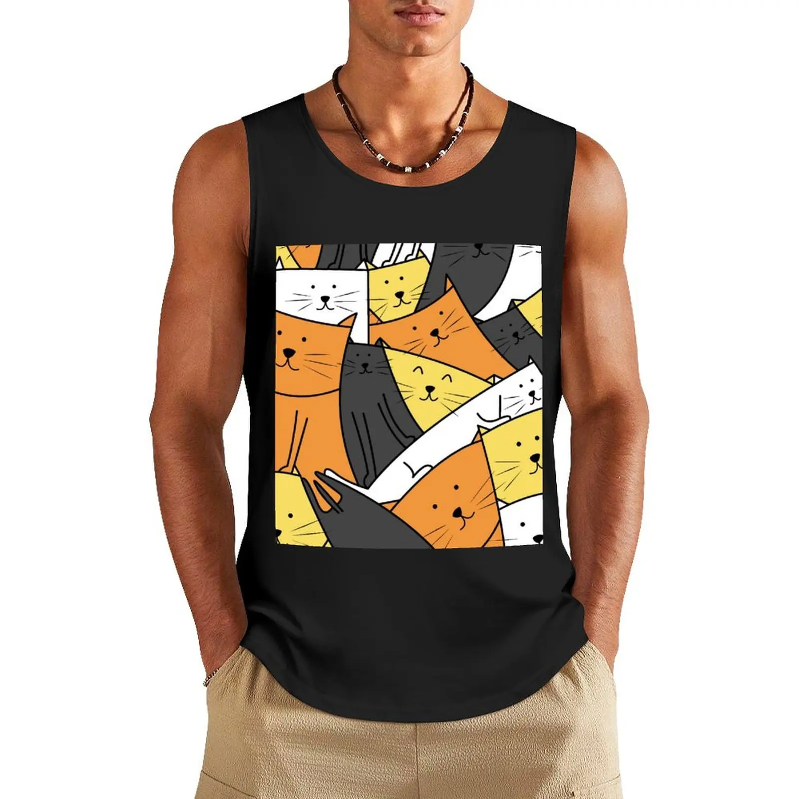 

The Cats are Watching Tank Top men clothing Men's summer clothes anime t-shirts summer clothes