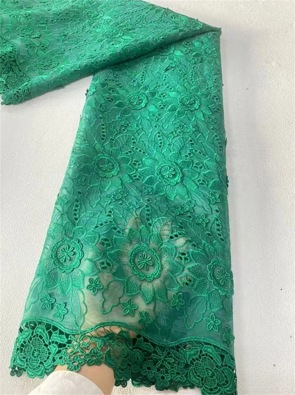 

2025 Nigerian Cord Guipure Lace Fabric wIth Sequins High Quality Laser cotton Water Soluble Lace Fabric African Dress for Women