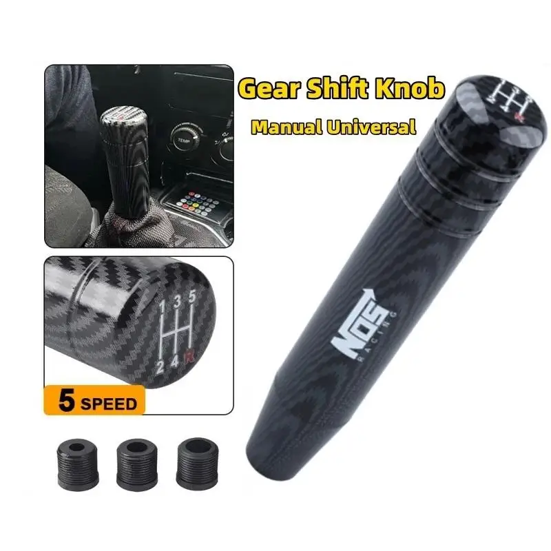 Carbon Black 5 SPEED Universal 90MM: 130MM Gear Shift Knob Manual Transmission Aluminum Shifter