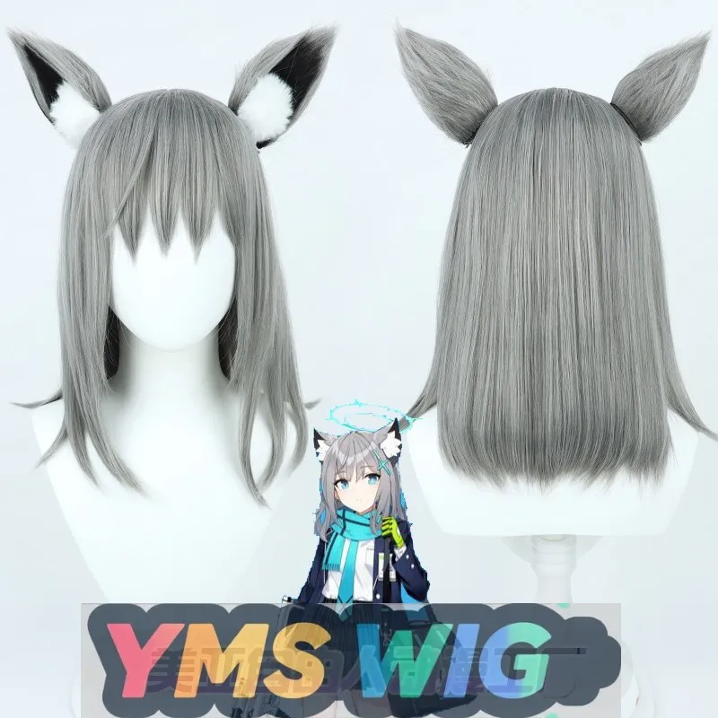 

[YMS WIG] Azure Files Sandwolf Baizi Cos Wig Grey With Ears Simulation