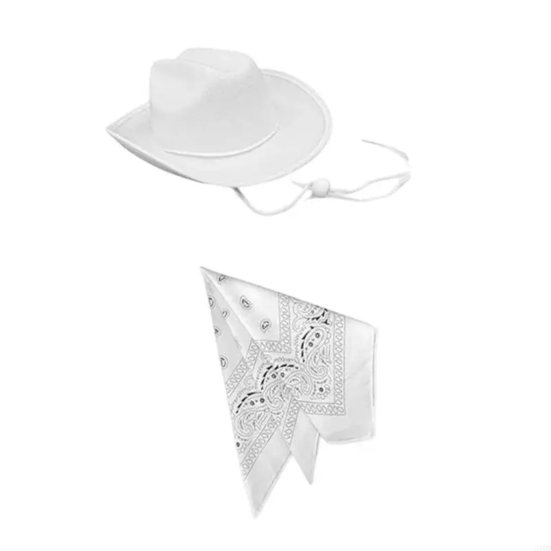 270d Kids Cowboy Hats Bandana Set บทบาทเล่นเครื่องแต่งกายสำหรับงานปาร์ตี้ธีมตะวันตกกิจกรรมกลางแจ้ง