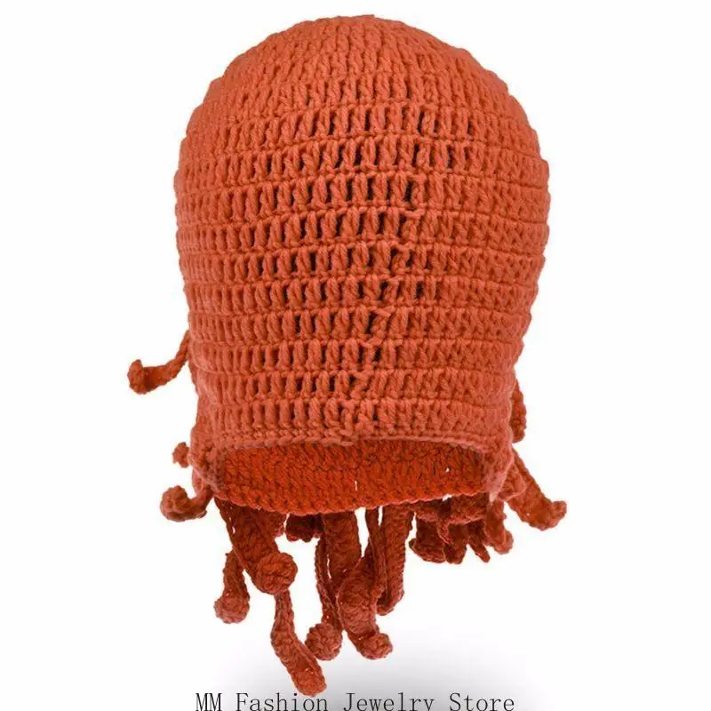 

D0UB Забавная шапка в виде осьминога с рисунком унисекс, вязаная шапка крючком, защита ушей для ролевых игр