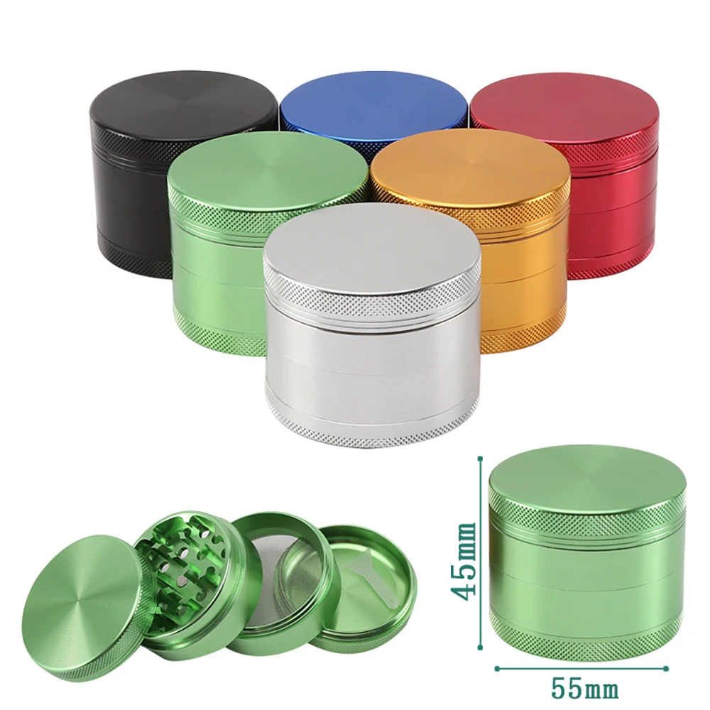 55mm Aluminum Alloy Herb Mills 4-layers Spice Grinder Durable Metal Crusher Smoking Accessories for Smoker Holiday Gifts