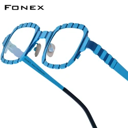 FONEX Pure Titanium Glasses Frame Men 2025 New Fashion Brand Design Square Eyeglasses Women Japanese High Quality Eyewear 85901