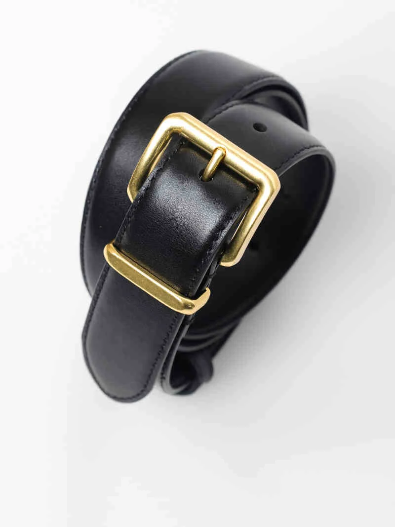 Luxuriöser Damen-Gürtel aus echtem Leder, modischer schmaler Taillengürtel mit Dornschließe für Jeans und Hosen, 3,3 cm breiter Gürtel mit Gold-/Silberschnalle – Detail 7