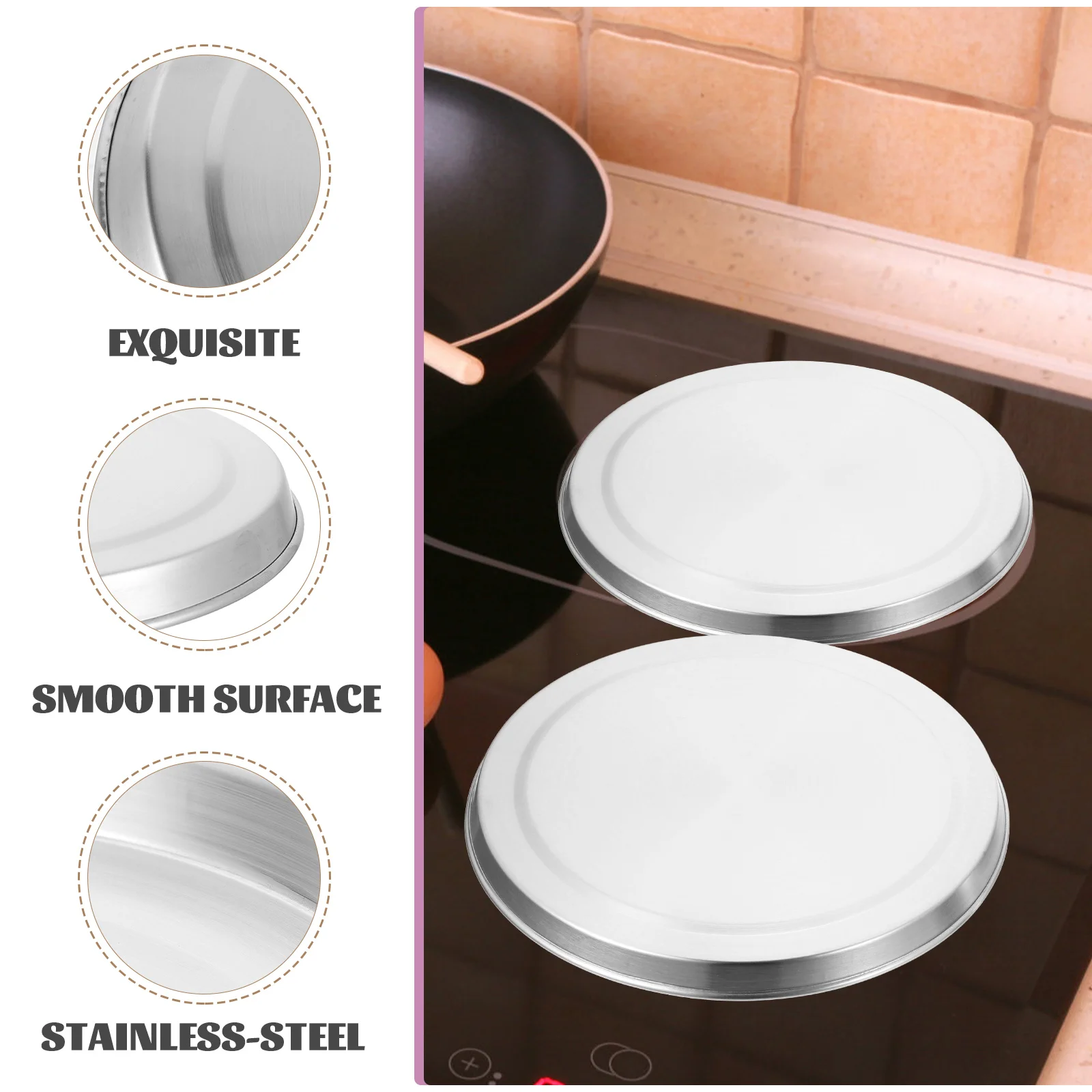 

4pcs Stainless Steel Top Black Hob Covers Cover Electric Cooktop Protector Easy Clean Home Kitchen Hob Covers