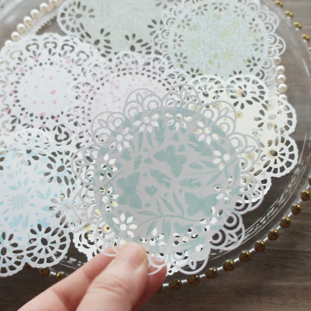 

20pcs White Theme Flower Lace Round Design Creative Craft Paper Background Scrapbooking DIY Gift