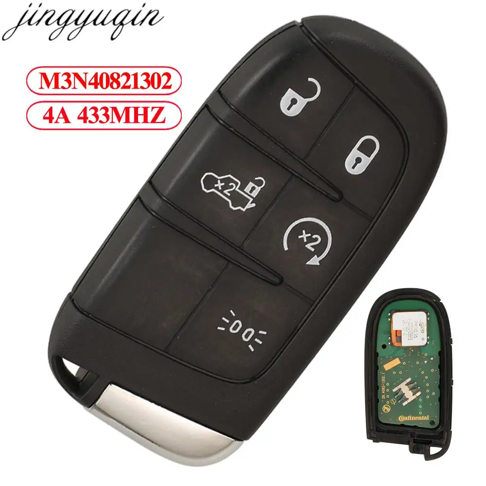 

Jingyuqin 5 Buttons Remote Car Key Alarm 433MHZ 4A Chip For Fiat 500 500L M3N40821302 Original Factory Fob