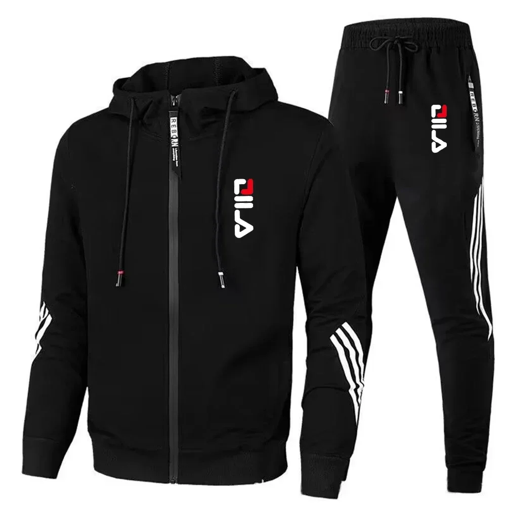 

Men's sportswear set for spring and autumn 2025: sporty casual jacket + sport pants, jogging fashion and stylish sport outfit