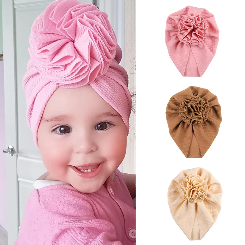 Hair Accessories Girls Baby Turban Hat Solid Color Soft Headwraps for Toddler Infant Flower Beanie Hat Baby Girl Bonnet Cap