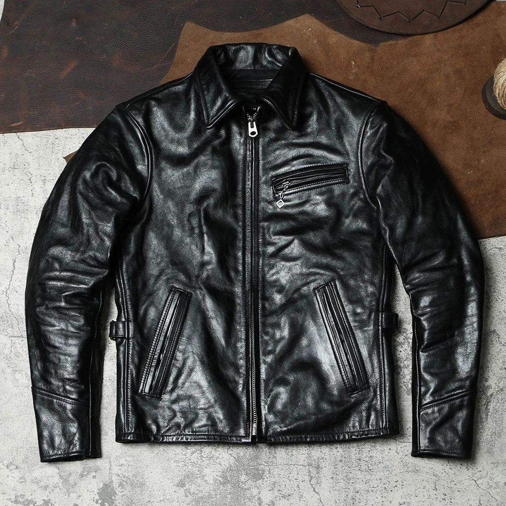 DSH990 Asian Size Super Top Quality Heavy Genuine Japan Teacore Horse Leather Slim Classic Horsehide Stylish Rider Jacket