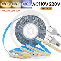 220V 110V LED Strip Light 5M 10M 15M 20M Flexible LED Tape Ribbon 2835 240LEDs/M IP44 Waterproof Rope Light with EU US Plug