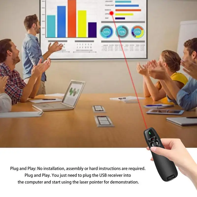 PPT Slide Advancer Pen 2.4GHz Wireless Powerpoint Pen Presentation Clicker USB Remote Control F-lip Presenter Pointer